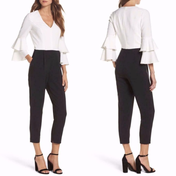 white bell sleeve jumpsuit